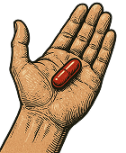 Red pill in hand